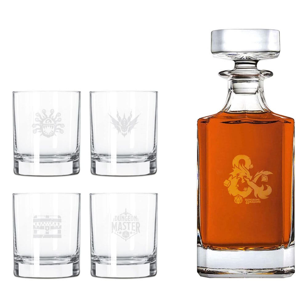 DUNGEONS & DRAGONS - Set with 4 engraved whiskey glasses
