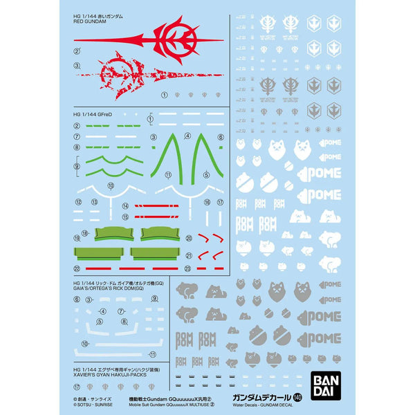 GUNDAM DECAL 140 MS GUNDAM GQUUUUUUX MULTIUSE 2 - Decalcomanie ad Acqua
