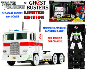 [PREORDINE] Transformers G1 x Ghostbusters Optimus Prime Ecto-1 - Modellino Die-Cast 1:24