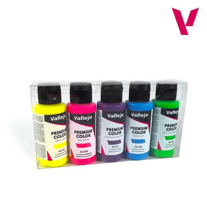 [PREORDINE] Vallejo Premium Paint Set Fluorescent - 5 Colori Fluo per Modellismo