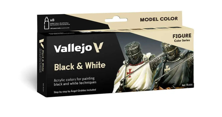 [PREORDINE] Set Colori Vallejo Black & White (8 Colori) - 70151