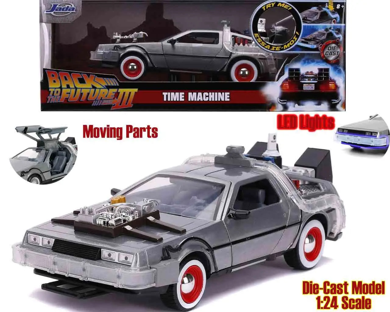 [PREORDINE] Ritorno al Futuro Parte 3 - DeLorean 1982 con Luci LED - Modellino Die-Cast 1:24
