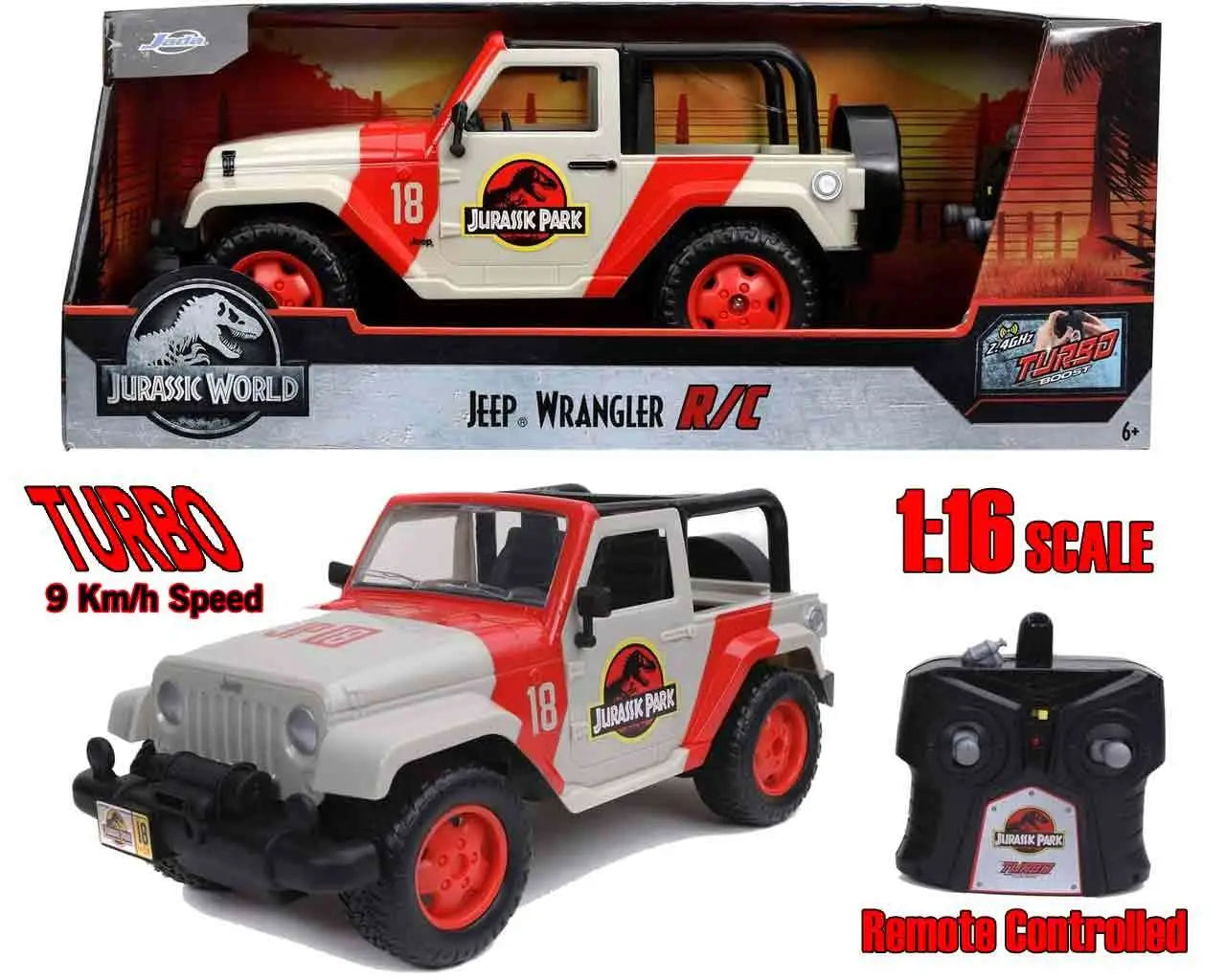 [PREORDINE] Jurassic Park 1992 Jeep Wrangler YJ Sahara 1/16 Radiocomandata Jada Toys