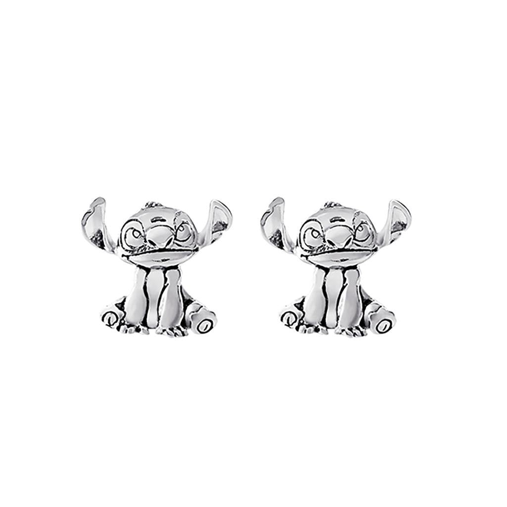 STITCH - Silver - 1 Pair of Studs Earrings - Silver Plated Brass