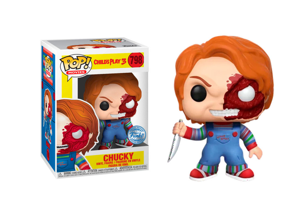 Child´s Play POP! Movies Vinyl (Exc) Figure Chucky Half (BD) 9 cm