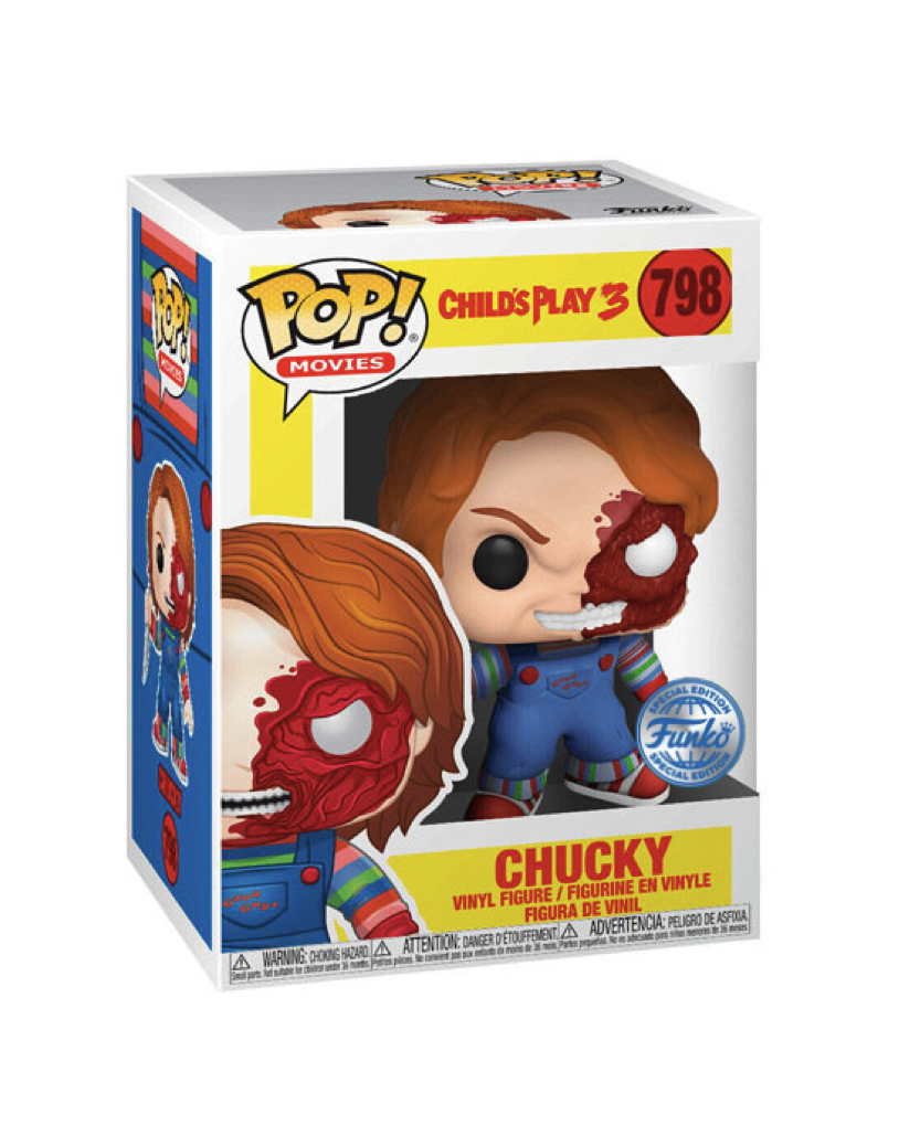 Child´s Play POP! Movies Vinyl (Exc) Figure Chucky Half (BD) 9 cm
