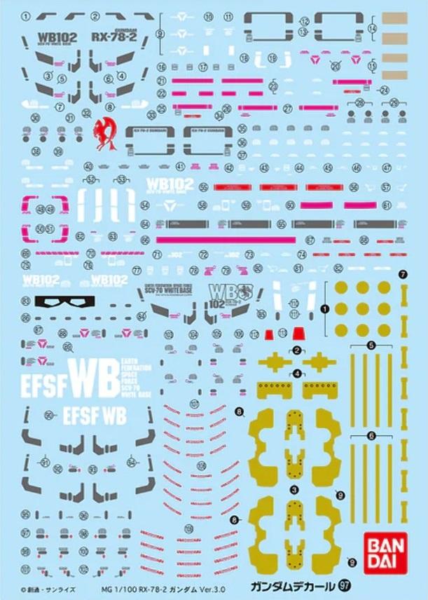 GUNDAM - Gundam Decal 97 MG 1/100 Gundam Ver. 3.0 - Model Kit