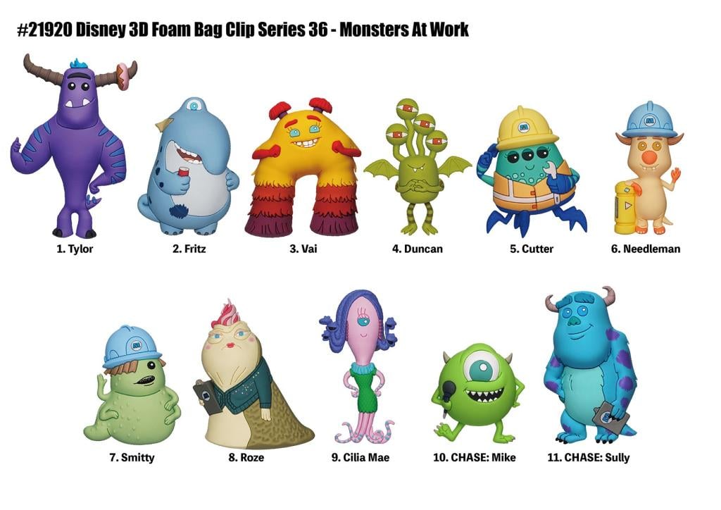 MONSTERS AT WORK - Series 36 - 3D Foam Bag Clip (Display 24 Pcs)