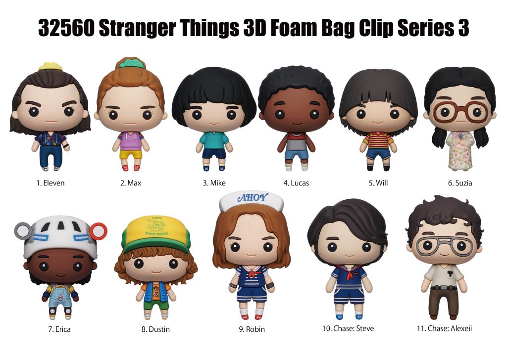 [PREORDER] STRANGER THINGS - Series 3 - 3D Foam Bag Clip (Display 24 Pcs)