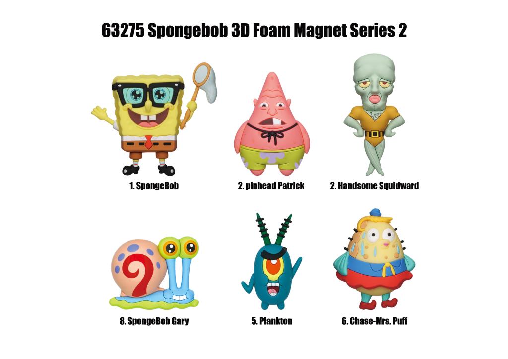 [PREORDER] SPONGBOB - Series 2 - 3D Foam Magnets in blind bags (Display 12 Pcs)
