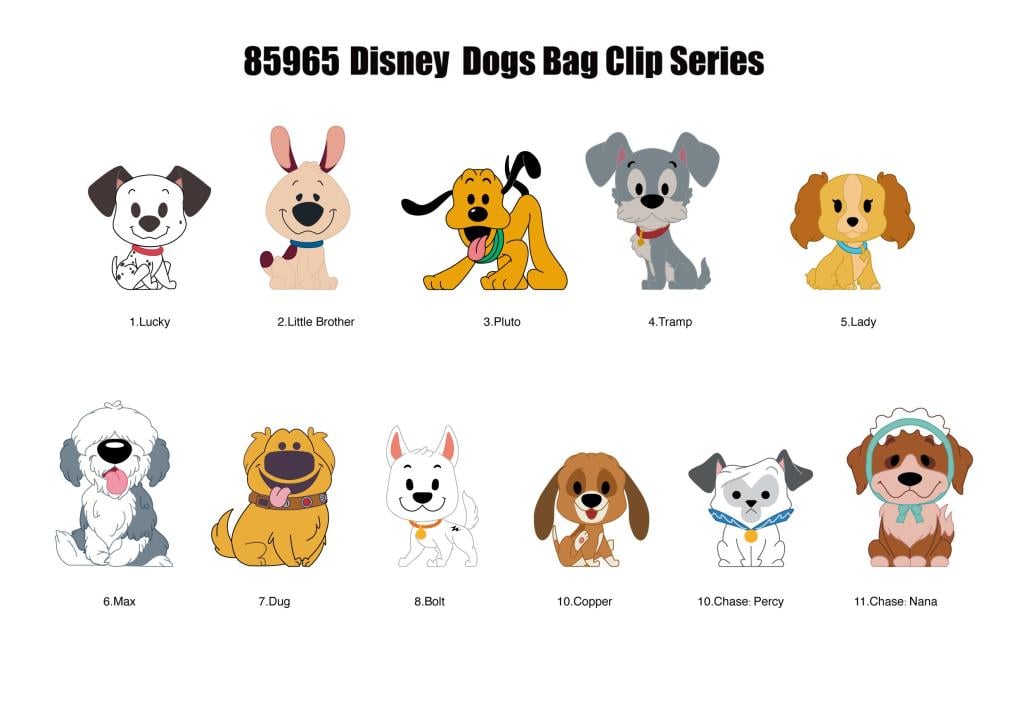 DISNEY DOGS - Series 1 - 3D Foam Bag Clip (Display 24 Pcs)