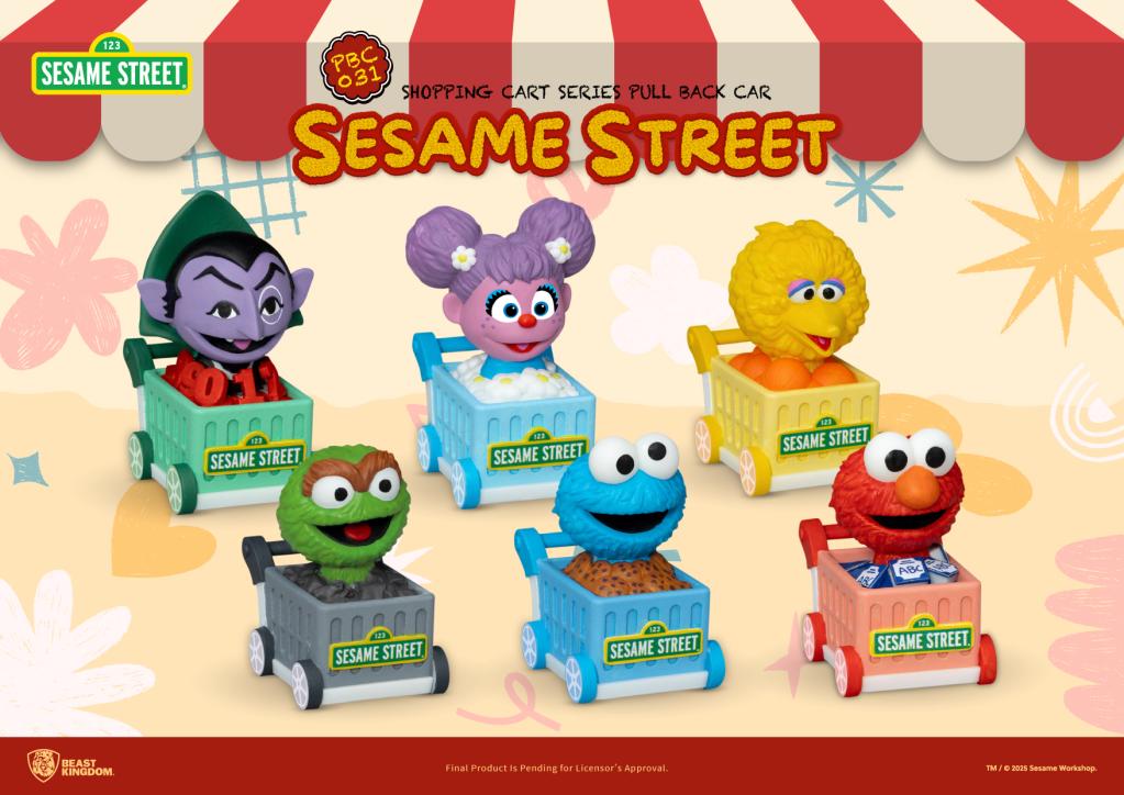 [PREORDER] SESAME STREET - Shopping Cart Pull Back Car - Set 6 Fig. Blind Box 5cm