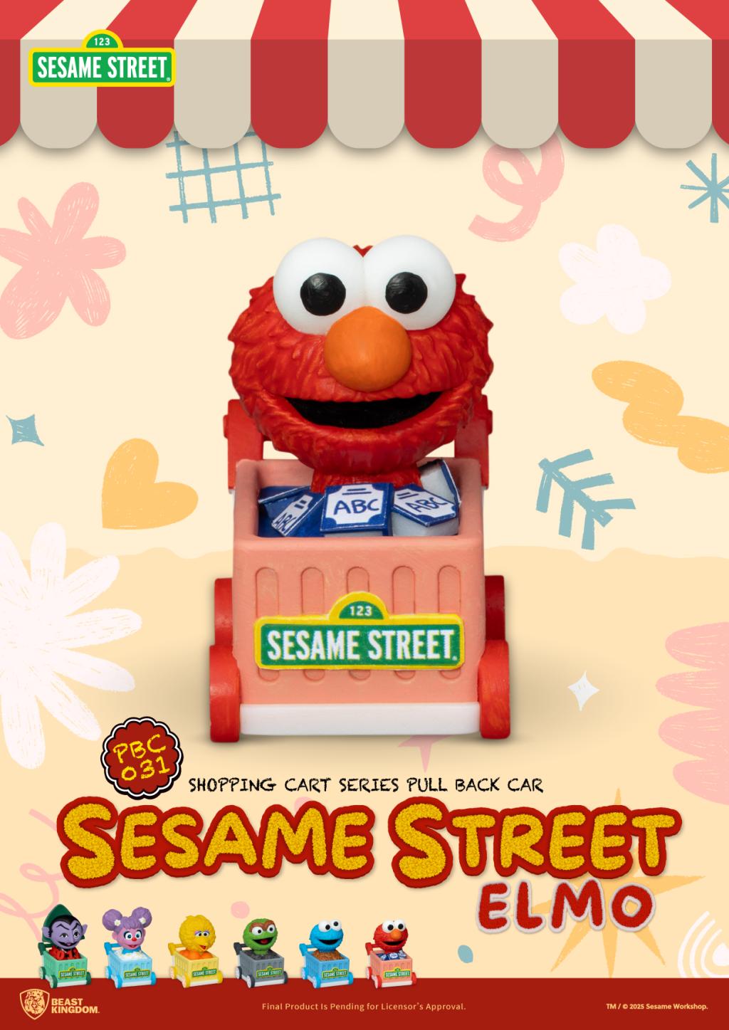 [PREORDER] SESAME STREET - Shopping Cart Pull Back Car - Set 6 Fig. Blind Box 5cm
