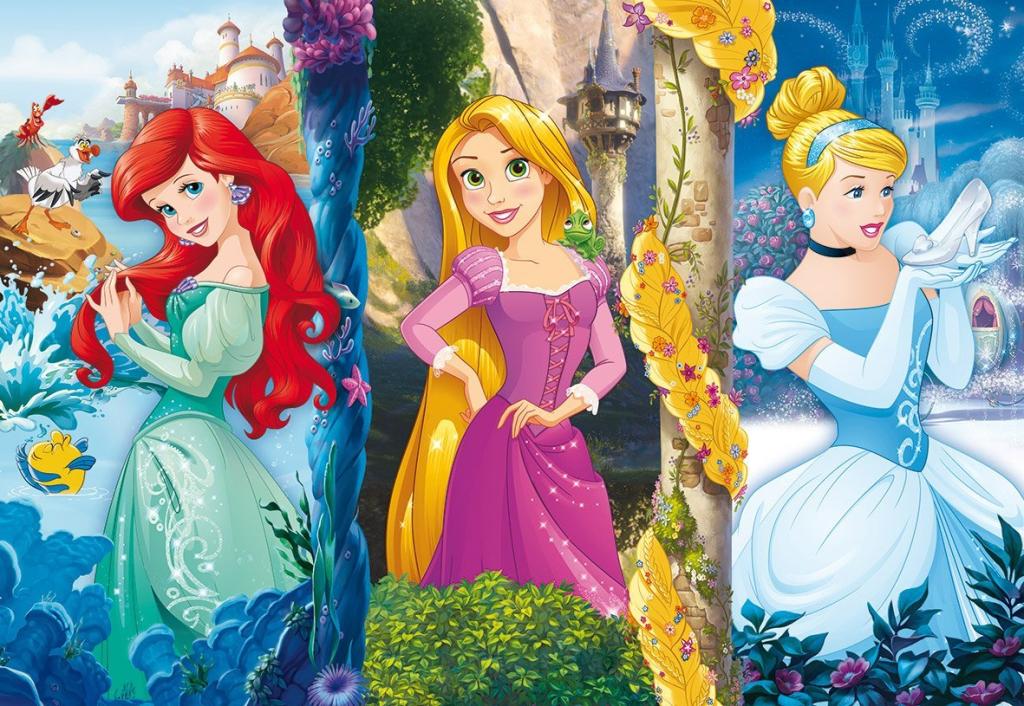 DISNEY - Ariel, Rapunzel and Cinderella - Puzzle Maxi 60P