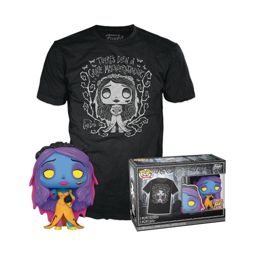 CORPSE BRIDE - Booble Head POP N° 1370 - Emily (BLKLT) + Tee (M)