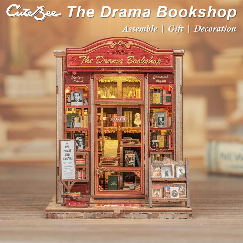 [PREORDER] MINIATURE HOUSE - DIY - Drama Bookshop - 253pc + LED Light