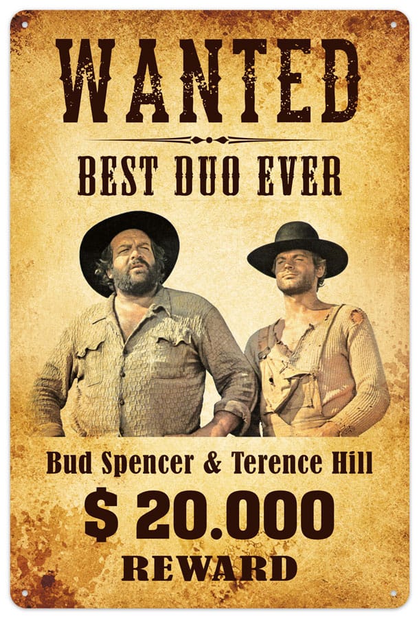 [PREORDER] Bud Spencer & Terence Hill Tin Sign Wanted 20 x 30 cm