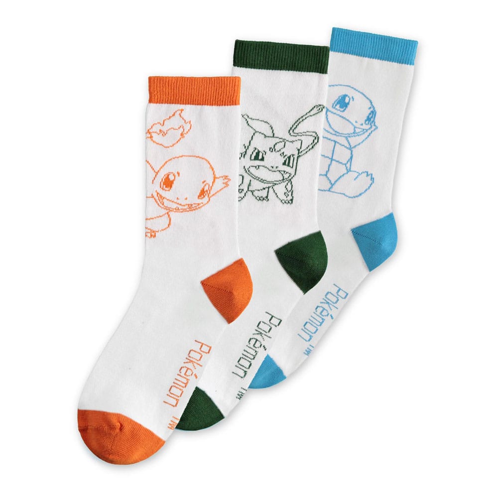 [PREORDER] Pokemon Socks 3-Pack Charmander, Bulbasaur, Squirtle 43-46