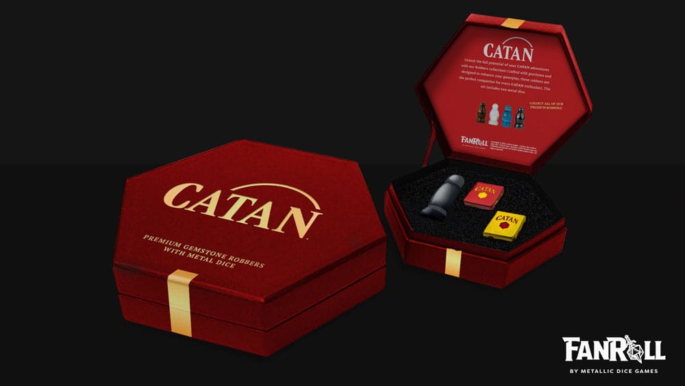 Catan Upgrade dice set Robber & Metal: Hematite