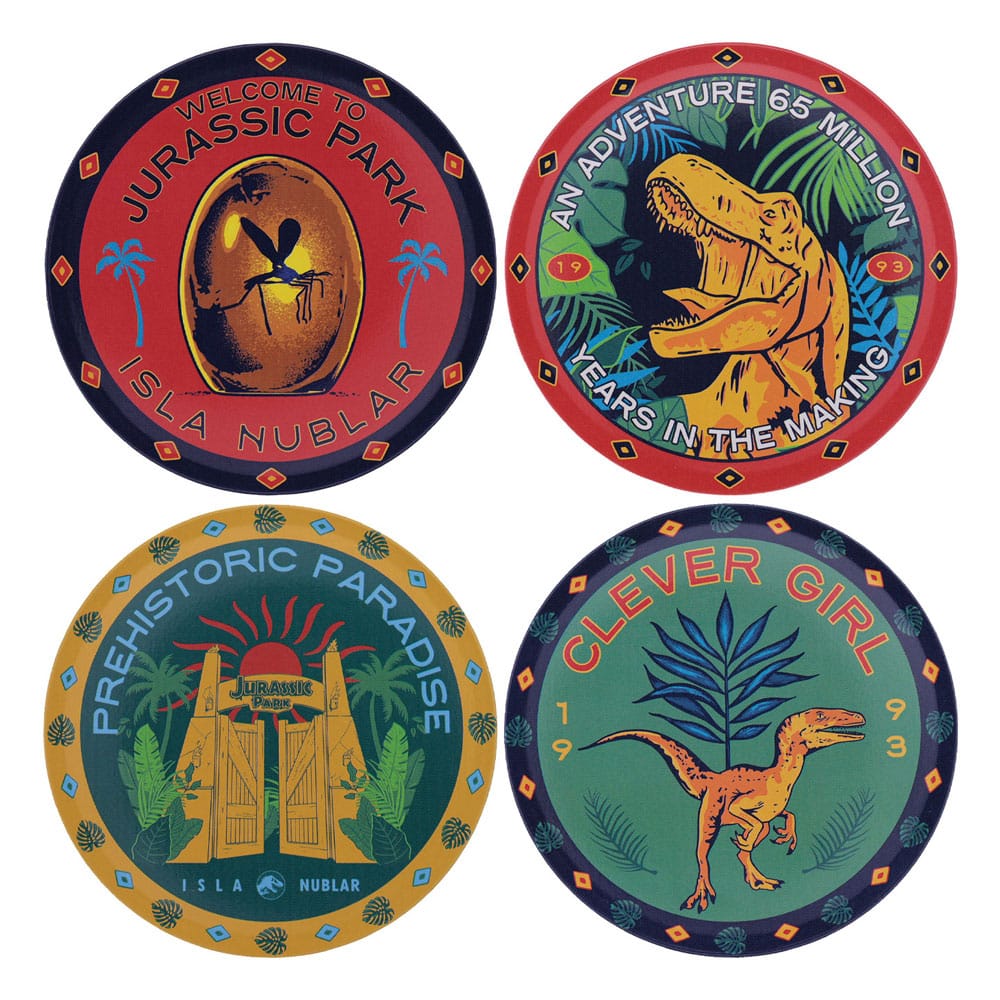 JURASSIC PARK - 4 Embossed Metal Coasters