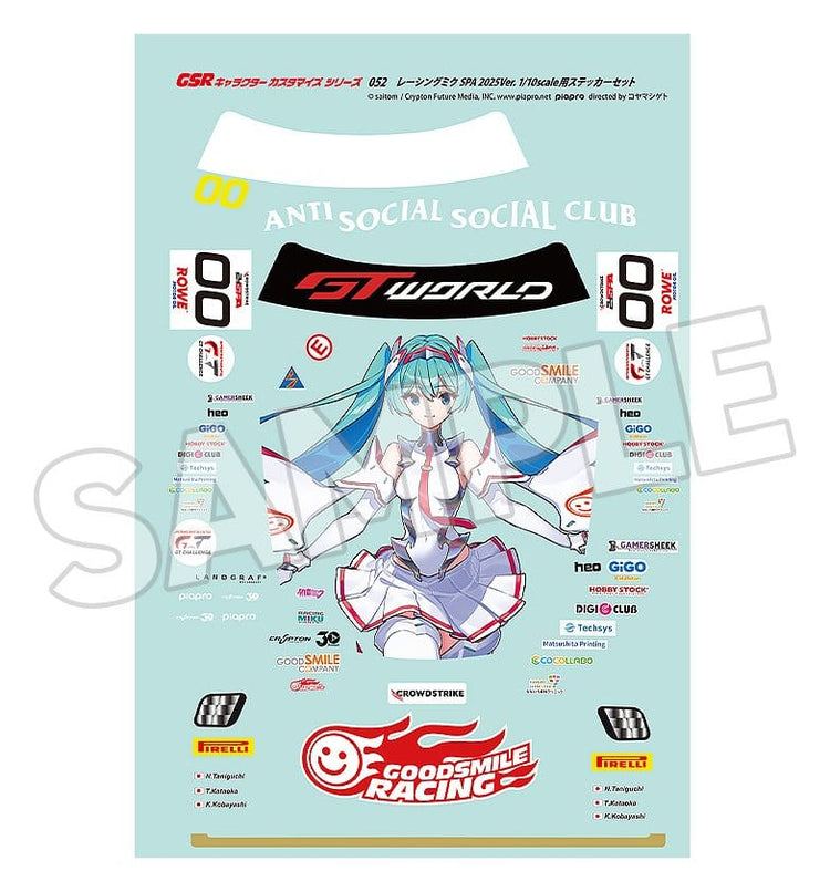 [PREORDINE] Set Adesivi Hatsune Miku GSR Character Customization per Auto RC 1/10 Racing Miku SPA 2025 Ver. - Good Smile Racing - Toppe e adesivi