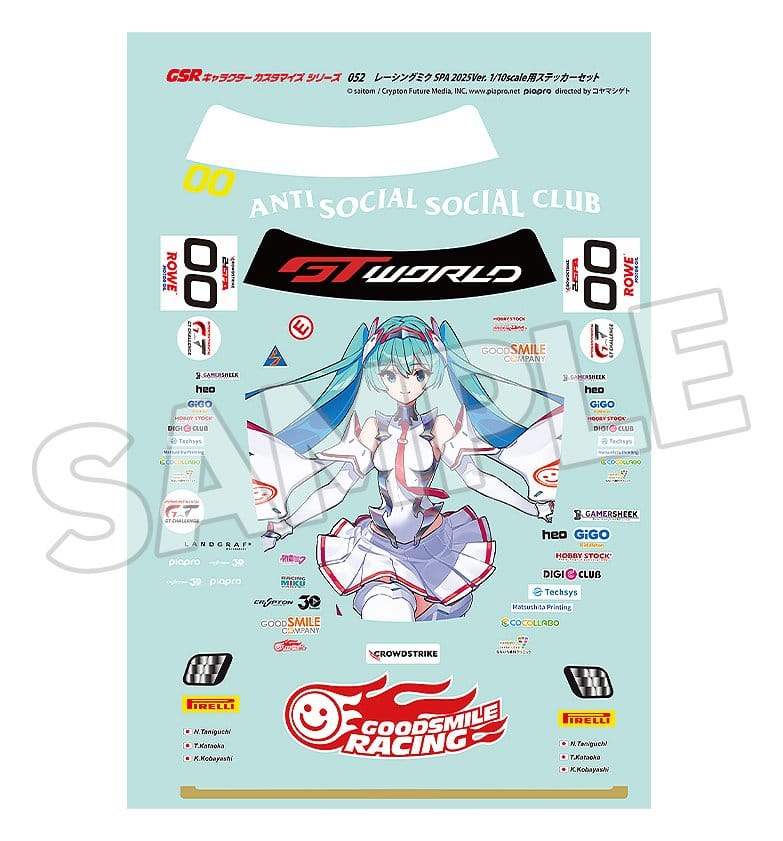 [PREORDINE] Set Adesivi Hatsune Miku GSR Character Customization per Auto RC 1/10 Racing Miku SPA 2025 Ver. - Good Smile Racing - Toppe e adesivi