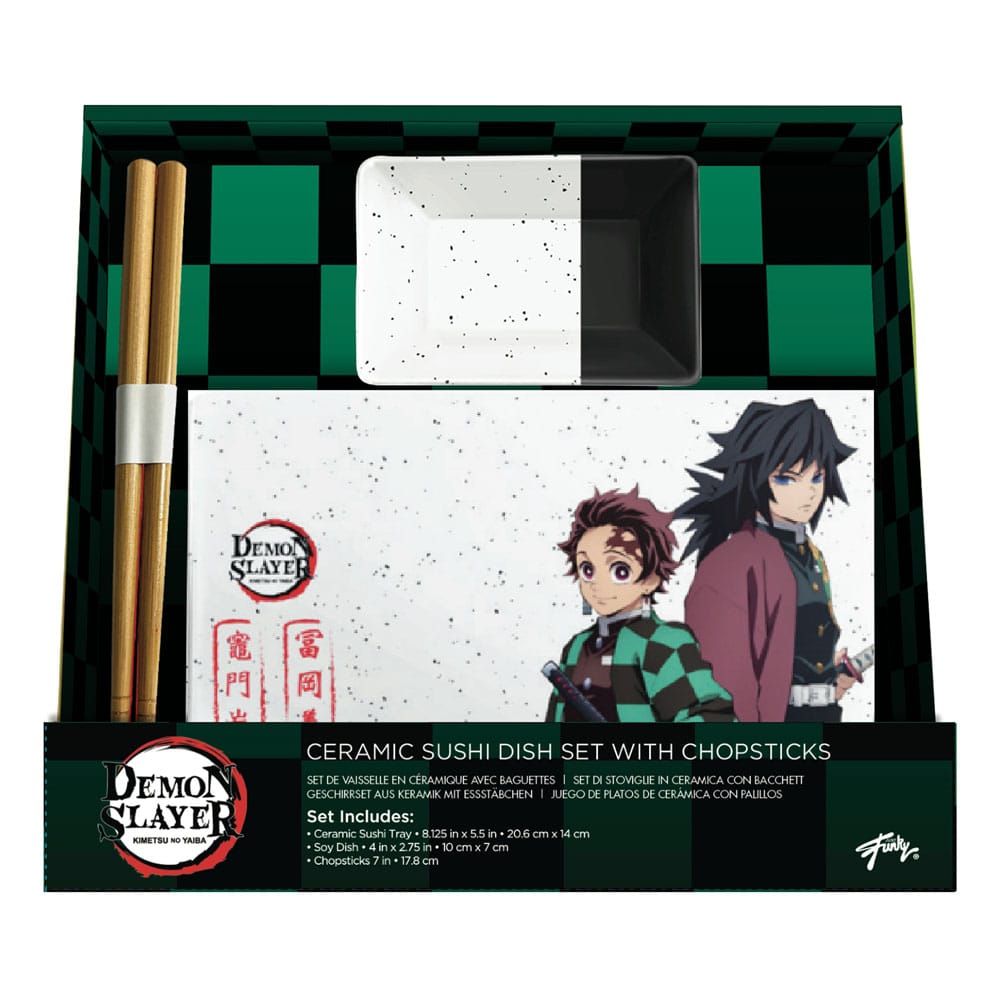 [PREORDER] Demon Slayer Ceramic Sushi Set with Chopsticks Tanjiro & Giyu