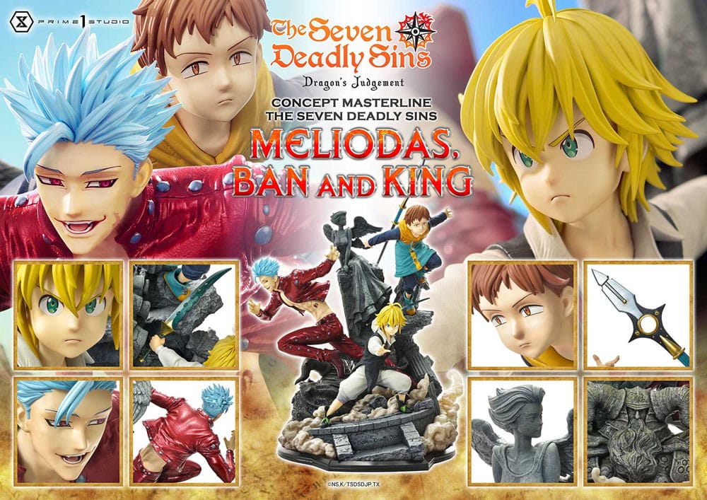 [PREORDINE] Statua Seven Deadly Sins - Concept Masterline: Meliodas, Ban e King 55 cm - Prime 1 Studio - Statue