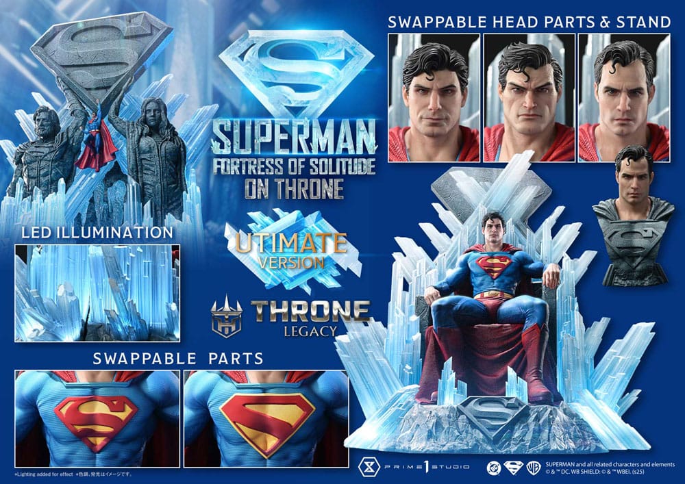 [PREORDINE] Statua DC Comics Superman Fortress of Solitude on Throne 1/4 Ultimate Version 52 cm - Prime 1 Studio - Statue
