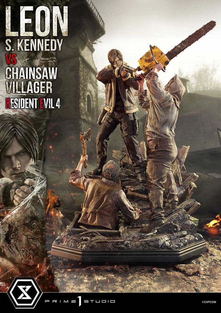 [PREORDINE] Statua Resident Evil 4 Leon S. Kennedy vs Chainsaw Villager 76 cm - Prime 1 Studio - Statue