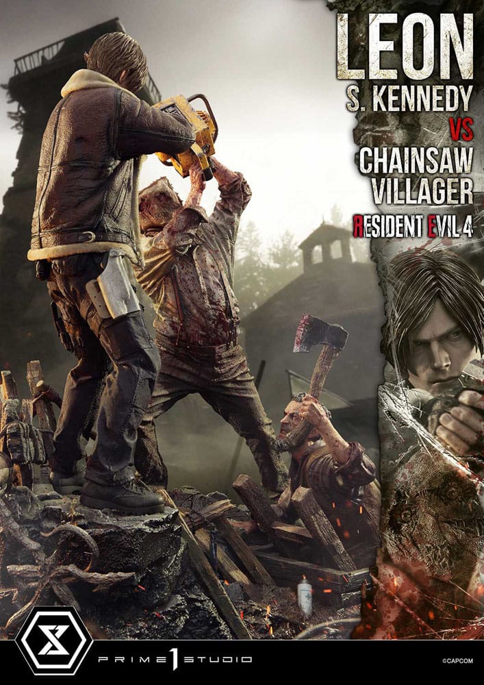 [PREORDINE] Statua Resident Evil 4 Leon S. Kennedy vs Chainsaw Villager 76 cm - Prime 1 Studio - Statue