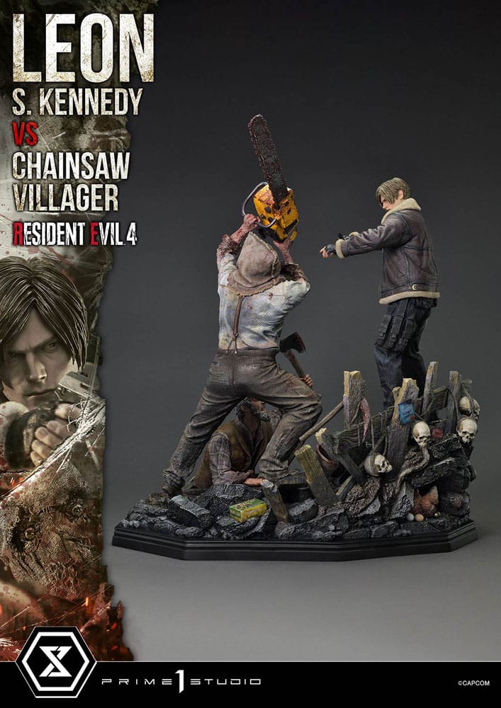 [PREORDINE] Statua Resident Evil 4 Leon S. Kennedy vs Chainsaw Villager 76 cm - Prime 1 Studio - Statue