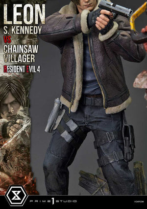 [PREORDINE] Statua Resident Evil 4 Leon S. Kennedy vs Chainsaw Villager 76 cm - Prime 1 Studio - Statue