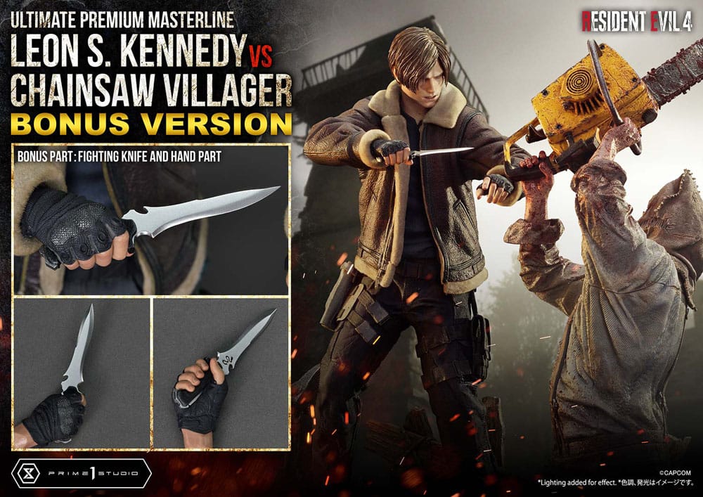 [PREORDINE] Statua Resident Evil 4 Ultimate Premium Masterline 1/4 Leon S. Kennedy vs Chainsaw Villager Bonus Ver. 76 cm - Prime 1 Studio - Statue