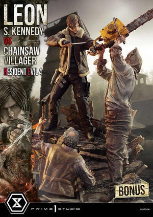 [PREORDINE] Statua Resident Evil 4 Ultimate Premium Masterline 1/4 Leon S. Kennedy vs Chainsaw Villager Bonus Ver. 76 cm - Prime 1 Studio - Statue