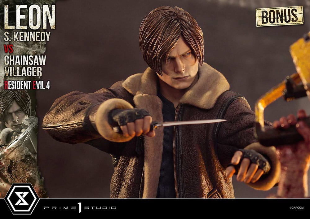 [PREORDINE] Statua Resident Evil 4 Ultimate Premium Masterline 1/4 Leon S. Kennedy vs Chainsaw Villager Bonus Ver. 76 cm - Prime 1 Studio - Statue
