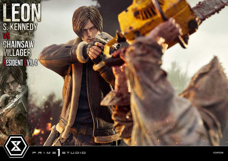 [PREORDINE] Statua Resident Evil 4 Ultimate Premium Masterline 1/4 Leon S. Kennedy vs Chainsaw Villager Bonus Ver. 76 cm - Prime 1 Studio - Statue