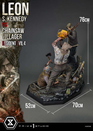 [PREORDINE] Statua Resident Evil 4 Ultimate Premium Masterline 1/4 Leon S. Kennedy vs Chainsaw Villager Bonus Ver. 76 cm - Prime 1 Studio - Statue