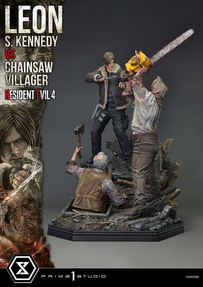 [PREORDINE] Statua Resident Evil 4 Ultimate Premium Masterline 1/4 Leon S. Kennedy vs Chainsaw Villager Bonus Ver. 76 cm - Prime 1 Studio - Statue