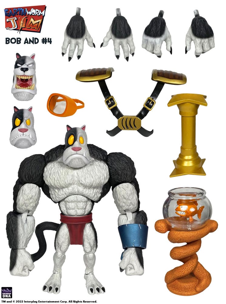 [PREORDER] Earthworm Jim Action Figure Wave 1: Bob the Killer Goldfish & #4 15 cm